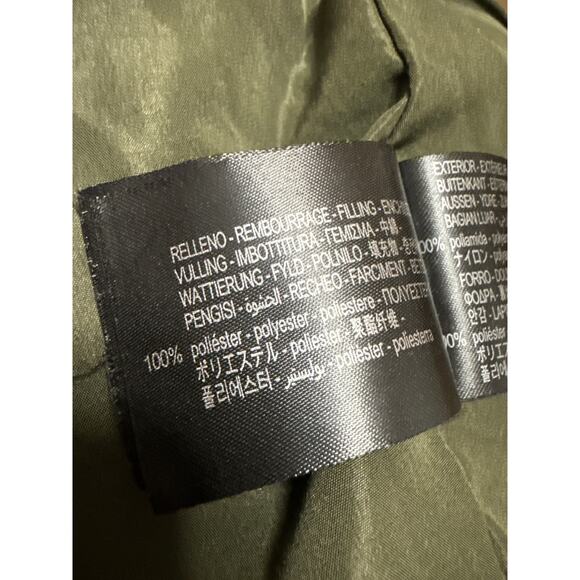 Zara Green Full Zip Snap Button Long Sleeve Hooded Hoodie Puffer Coat Jacket L - Picture 4 of 4